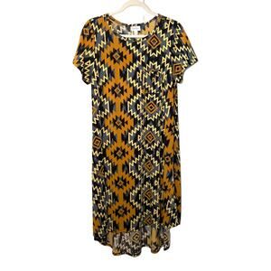 3/$20 Lularoe women's Carly gold gray southwestern print t-shirt dress SZ S